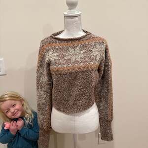 Free People Festive Frost Snowflake Cropped Pullover Sweater